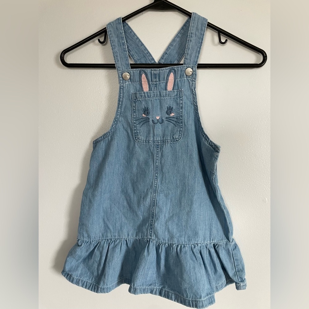 The Children's Place Denim Bunny Embroidery romper dress size 5T